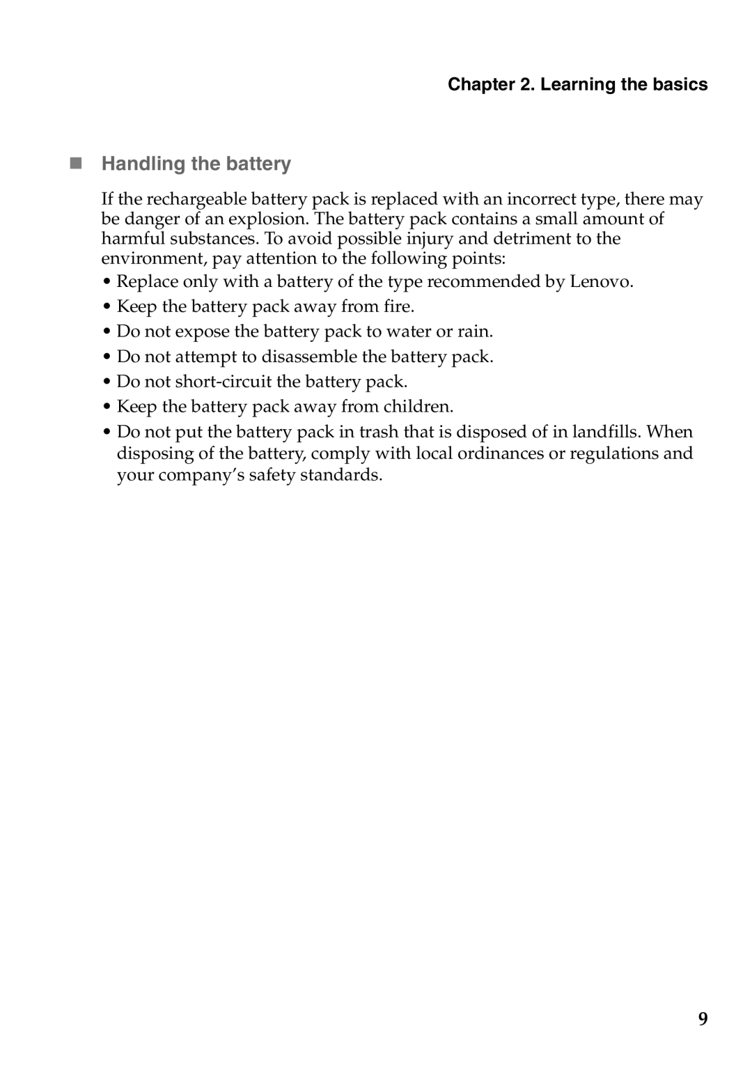 Lenovo 59RF0035, S400U manual „ Handling the battery 