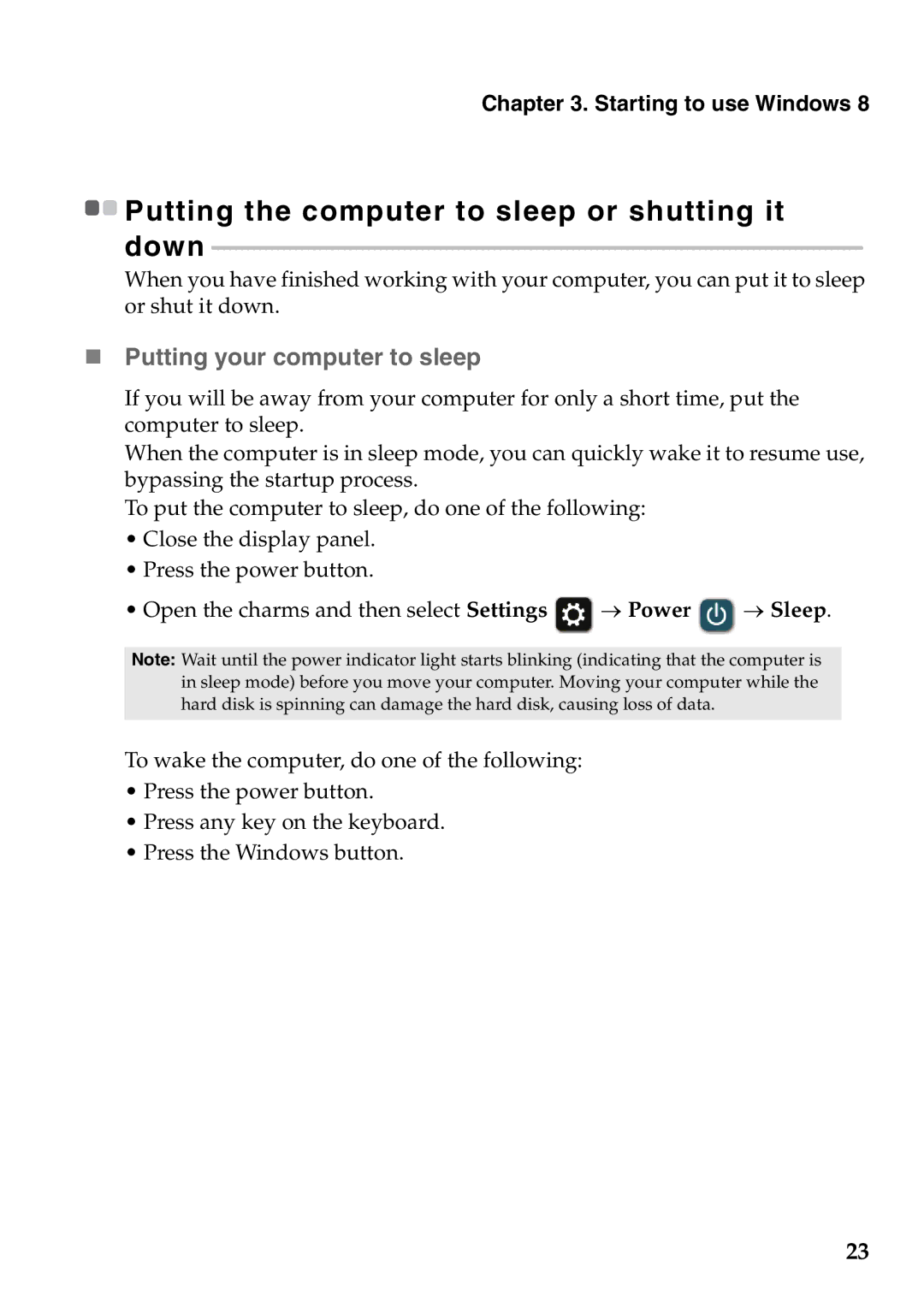 Lenovo 59RF0035, S400U manual „ Putting your computer to sleep 