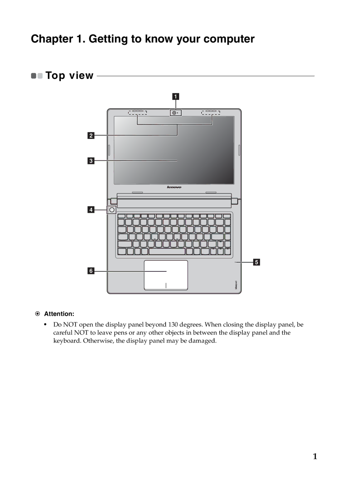 Lenovo S400, S405, S300 manual Getting to know your computer, Top view 