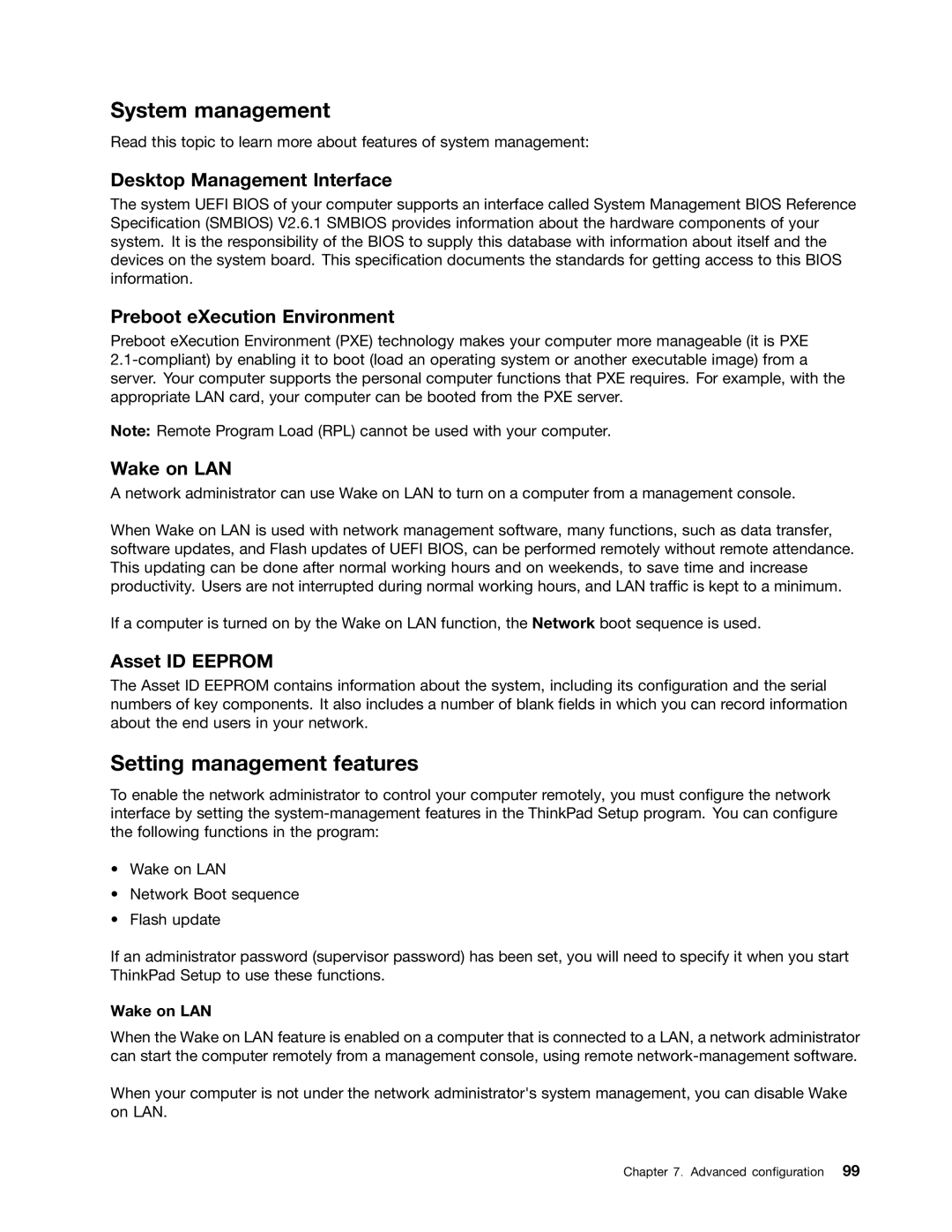 Lenovo S430 manual System management, Setting management features 