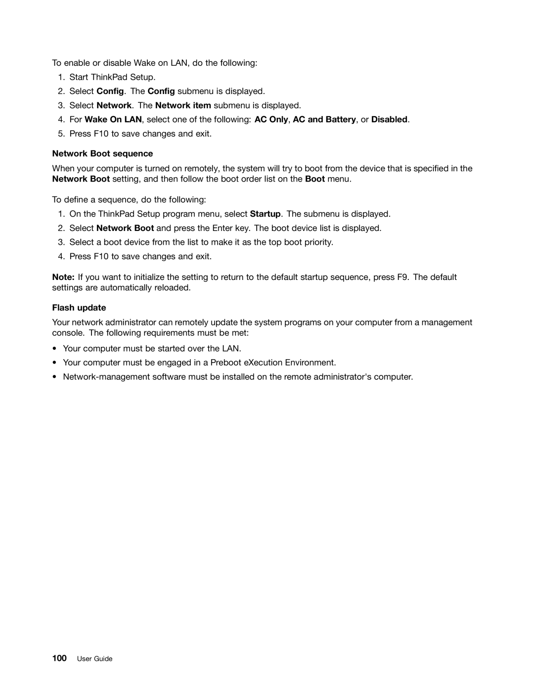 Lenovo S430 manual Network Boot sequence, Flash update 