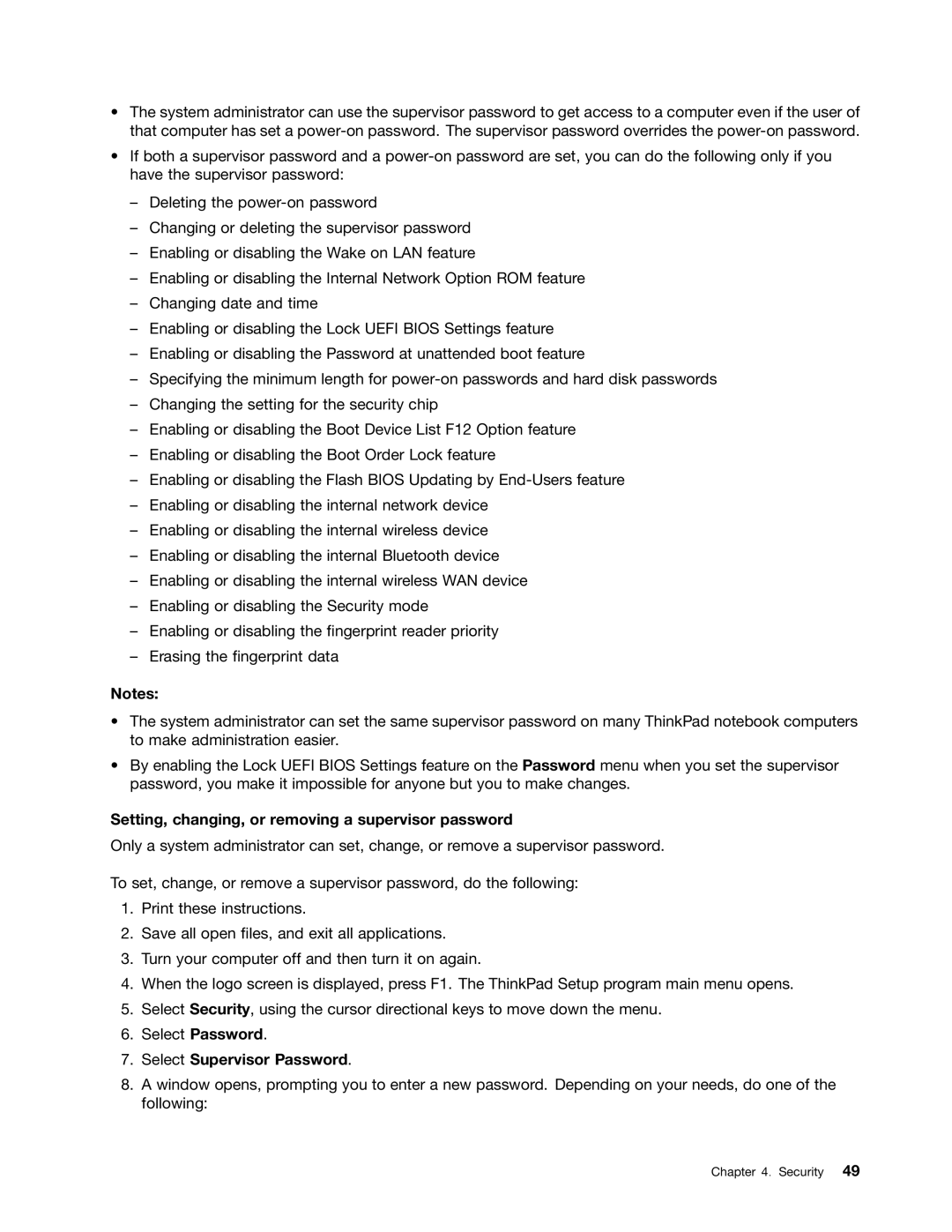 Lenovo S430 manual Setting, changing, or removing a supervisor password, Select Supervisor Password 