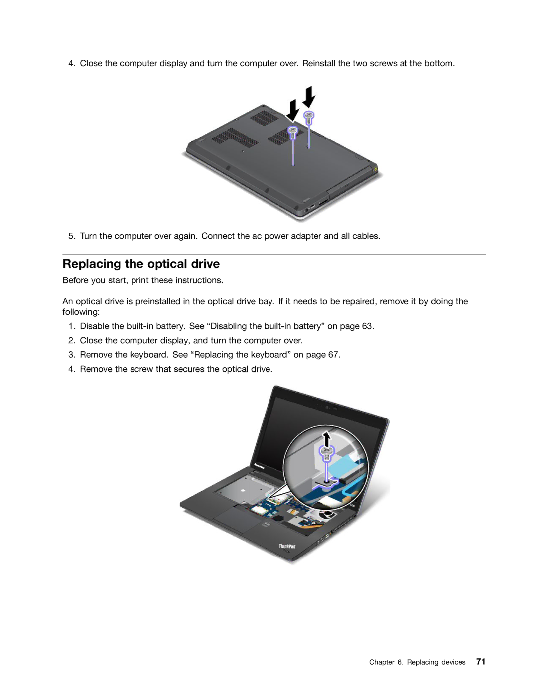 Lenovo S430 manual Replacing the optical drive 