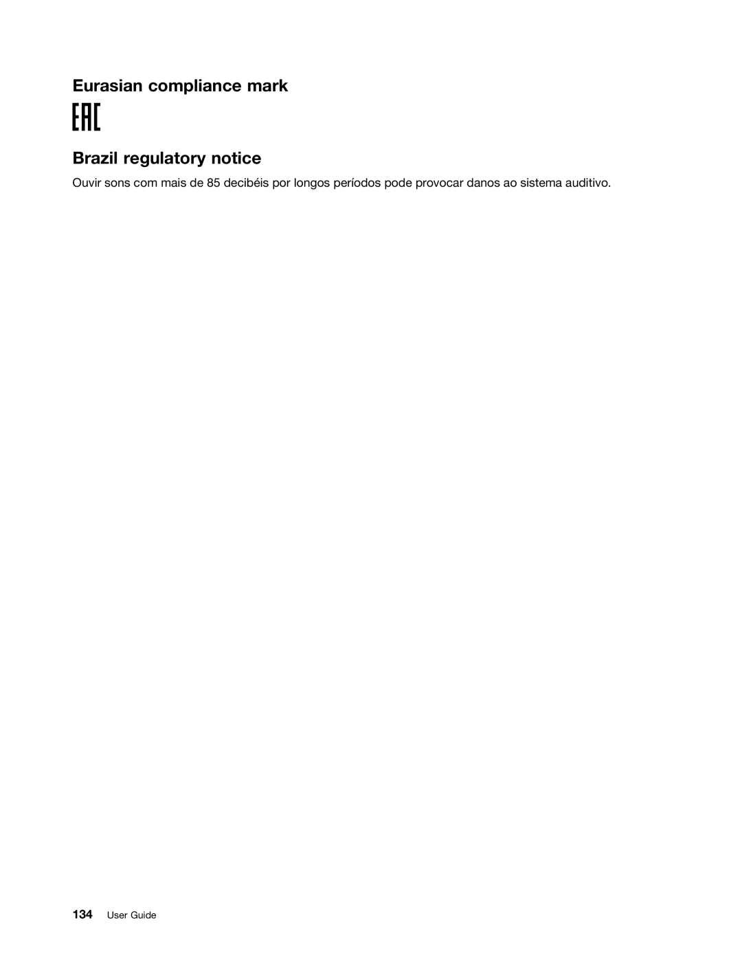 Lenovo S540 manual Eurasian compliance mark Brazil regulatory notice 