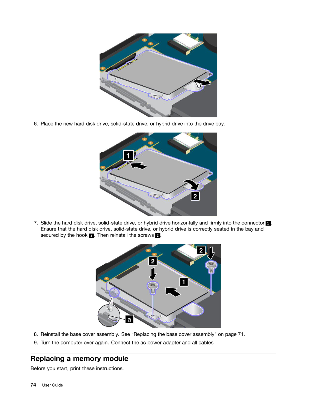 Lenovo S540 manual Replacing a memory module 