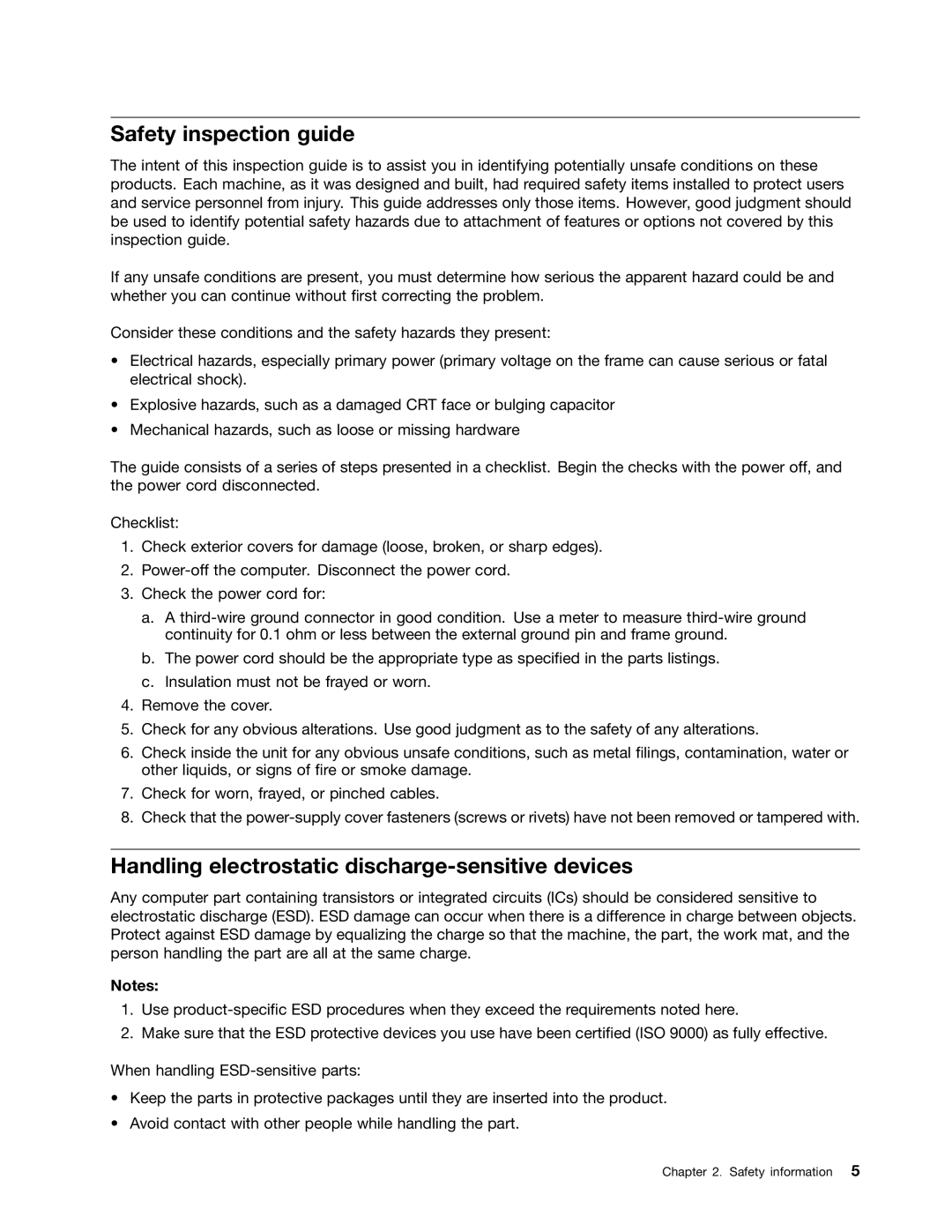 Lenovo S710 manual Safety inspection guide, Handling electrostatic discharge-sensitive devices 