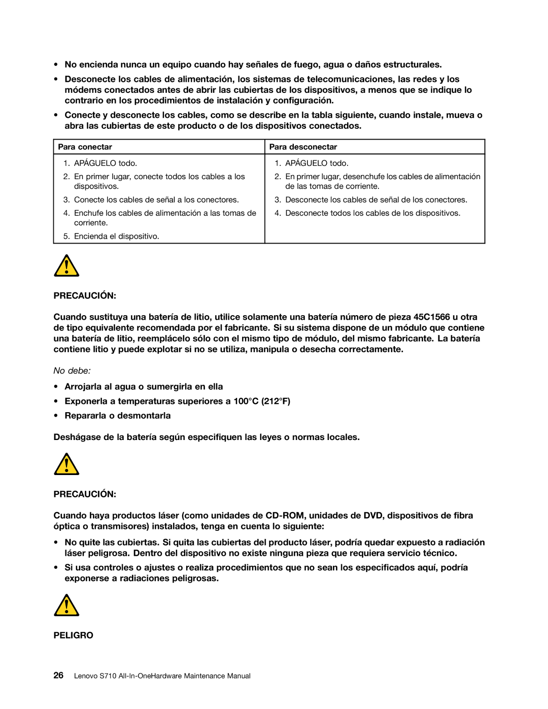 Lenovo S710 manual No debe 