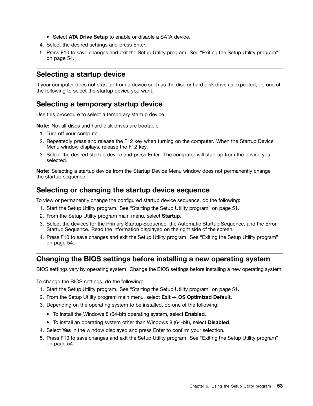 Lenovo S710 manual Selecting a startup device, Selecting a temporary startup device 