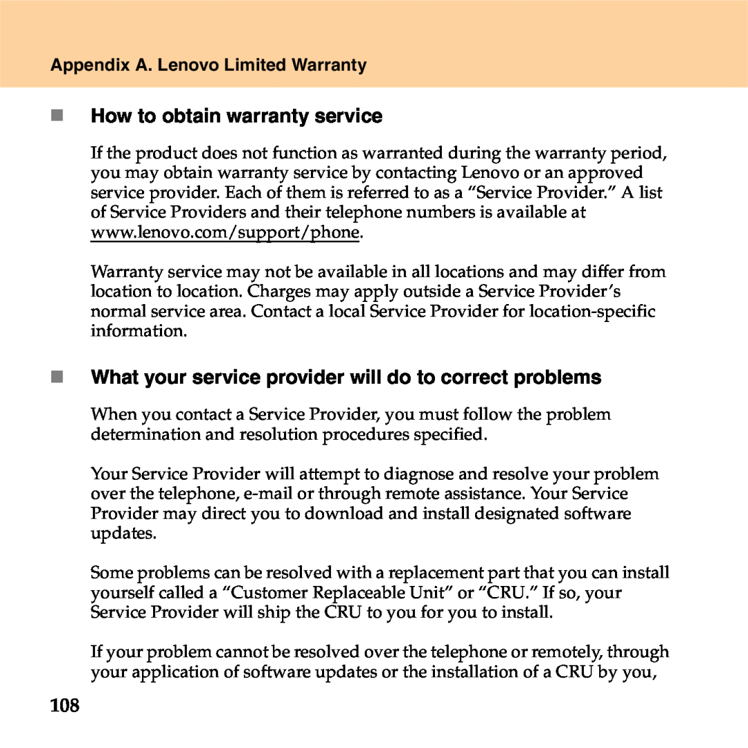 Lenovo S9 manual „ How to obtain warranty service, „ What your service provider will do to correct problems 