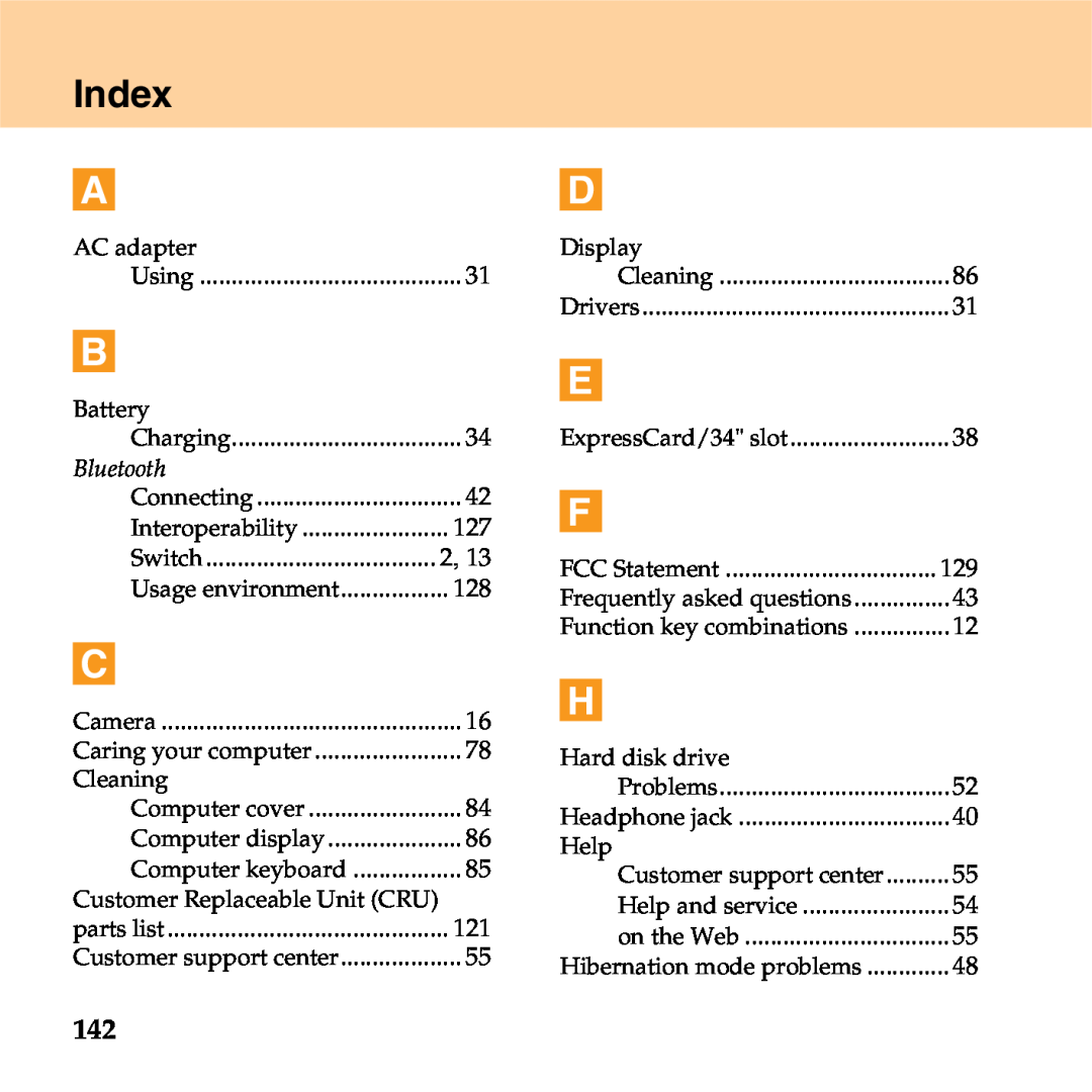 Lenovo S9 manual Index, Bluetooth 