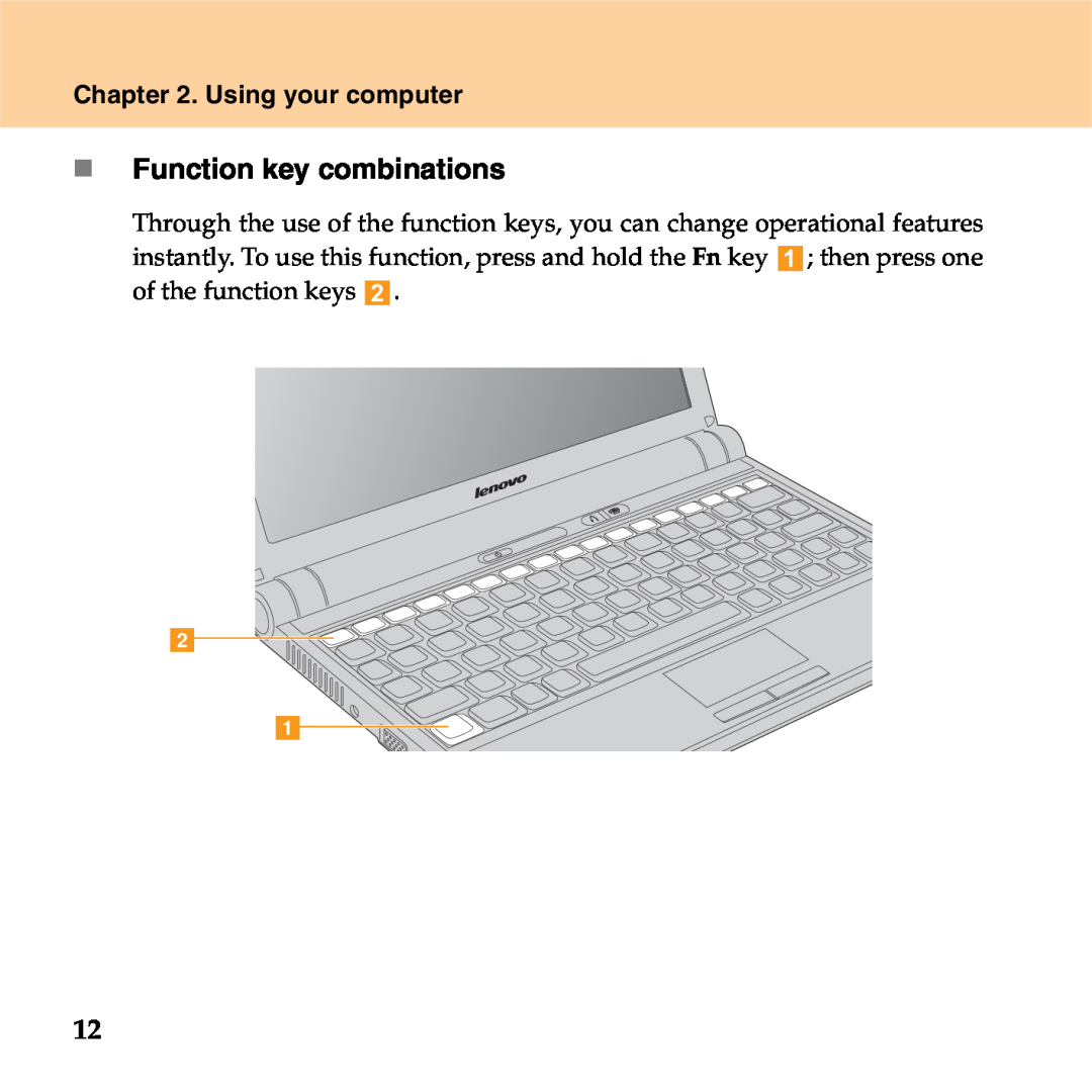 Lenovo S9 manual „ Function key combinations, Using your computer 