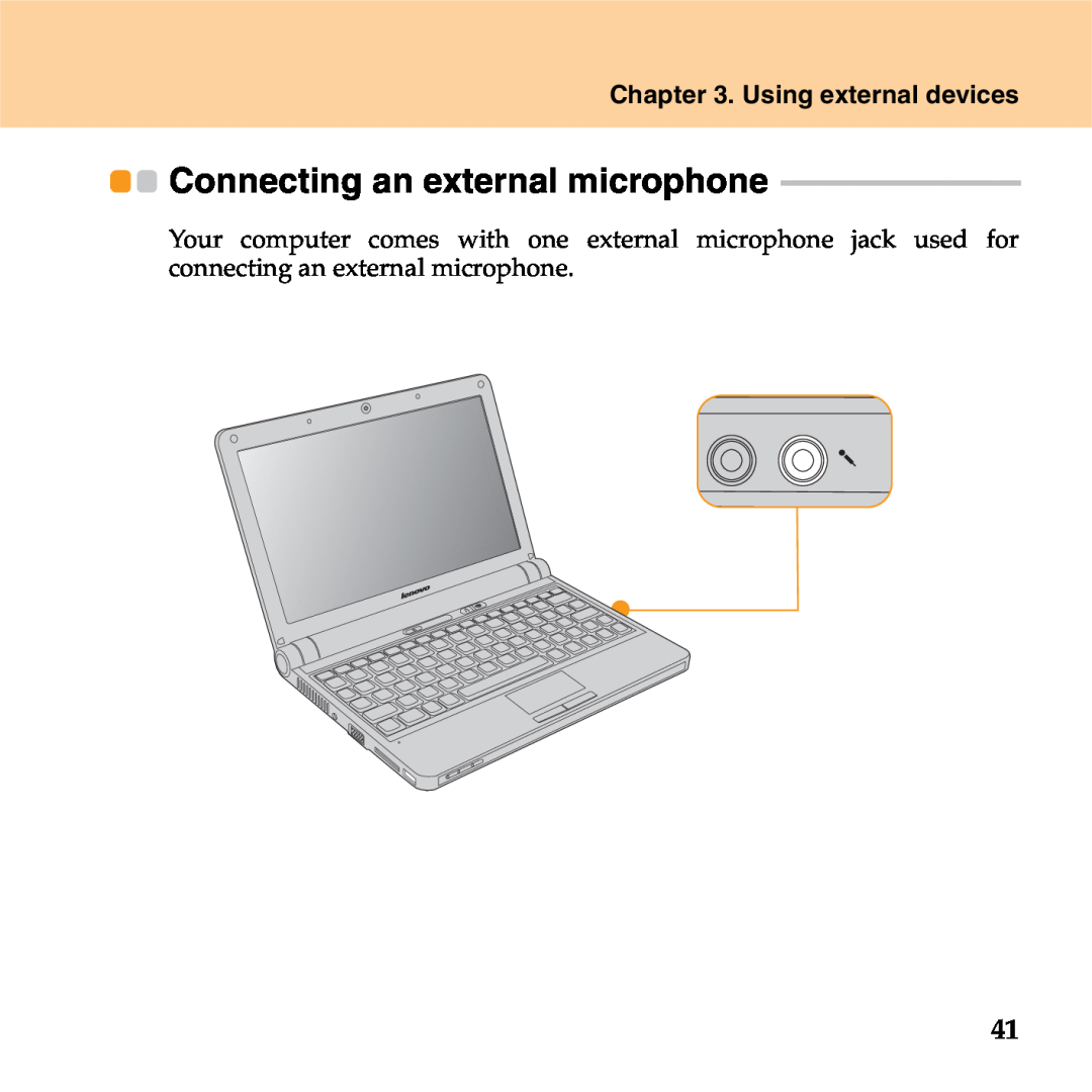 Lenovo S9 manual Connecting an external microphone, Using external devices 