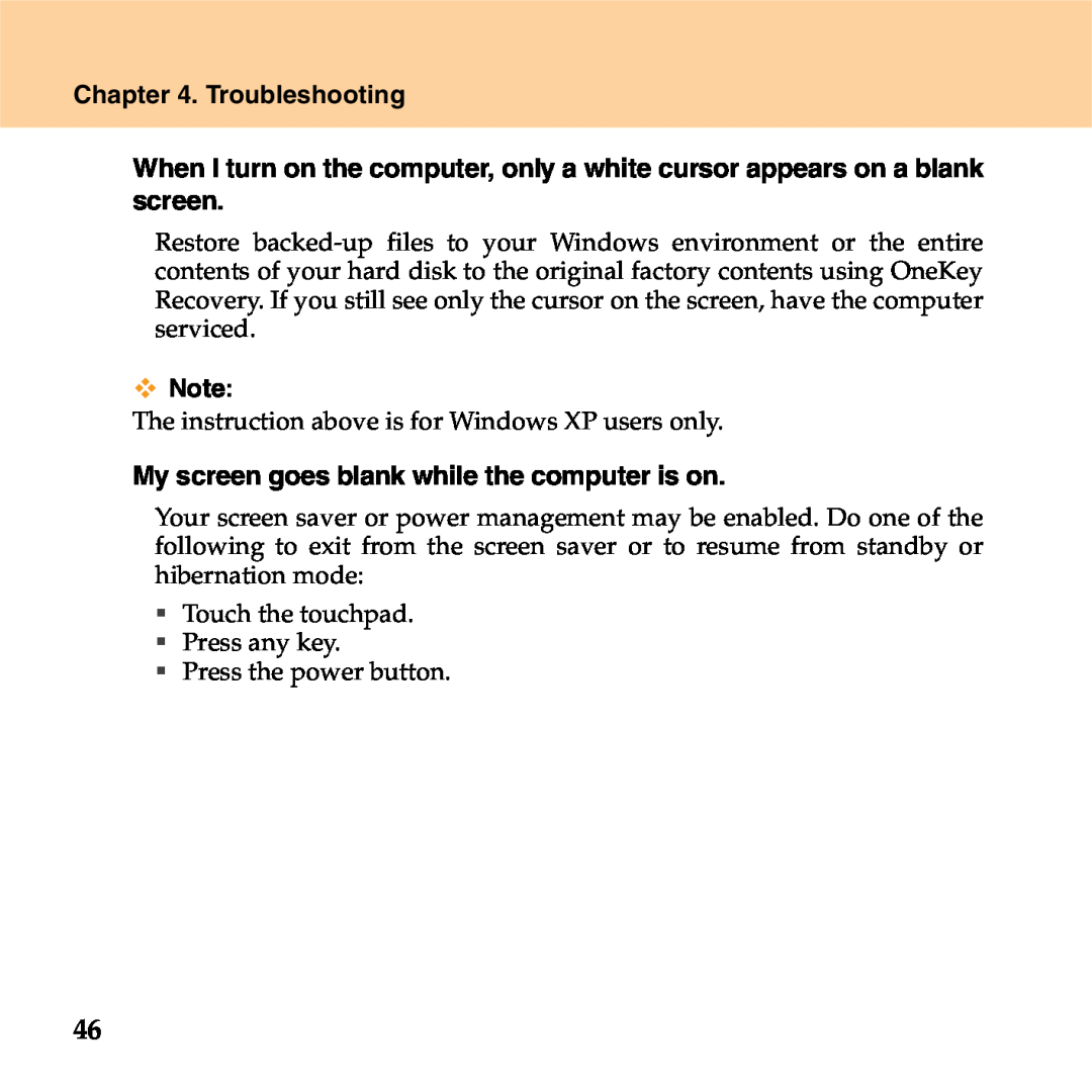 Lenovo S9 manual Troubleshooting, The instruction above is for Windows XP users only 