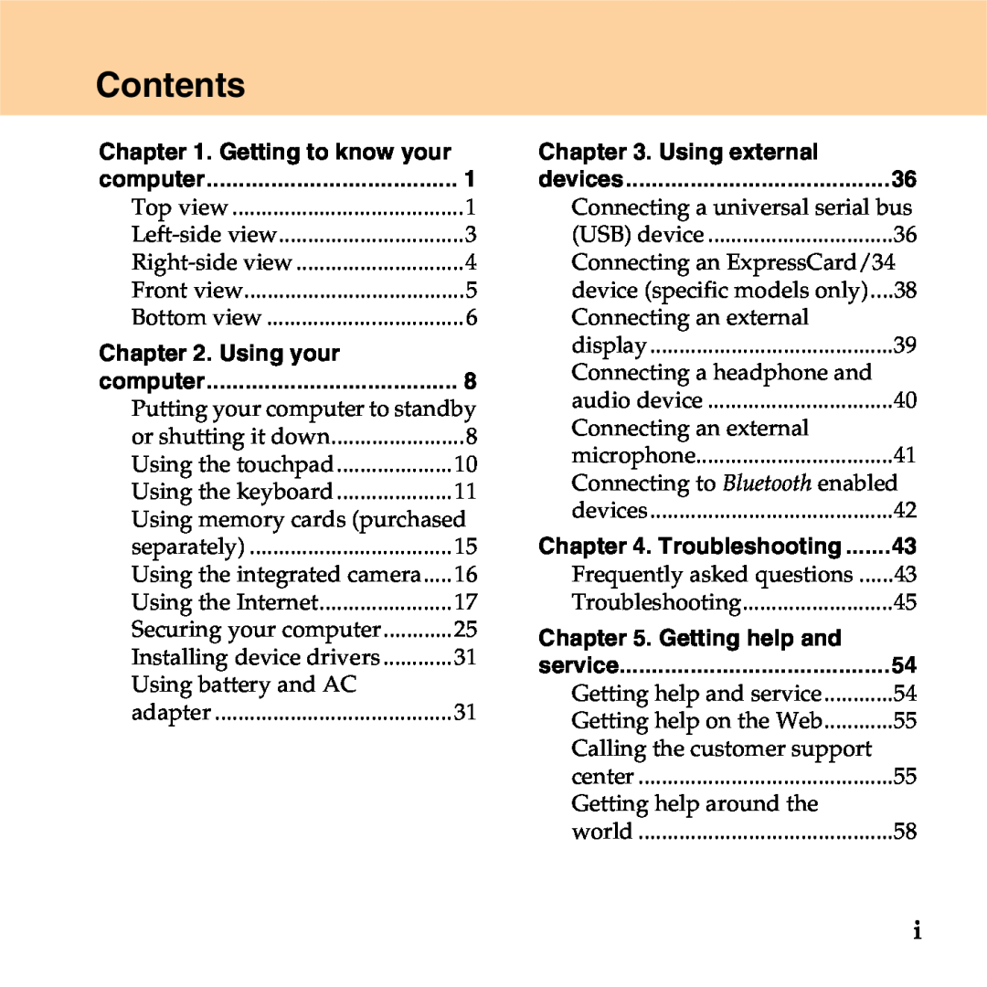 Lenovo S9 manual Contents, Using your, Using external, Getting help and 