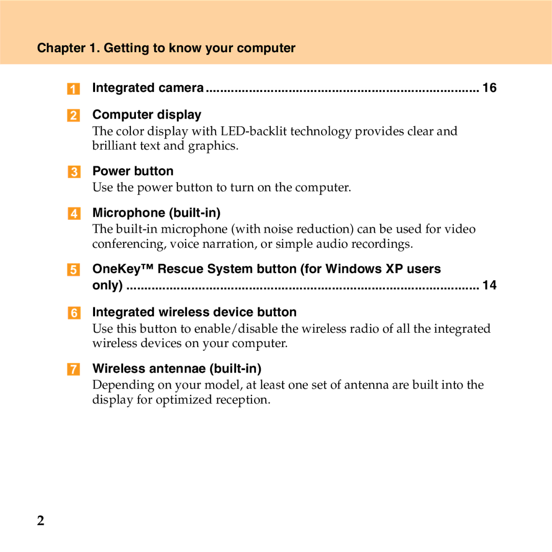 Lenovo S9 Getting to know your computer, Computer display, Power button, Microphone built-in, Wireless antennae built-in 