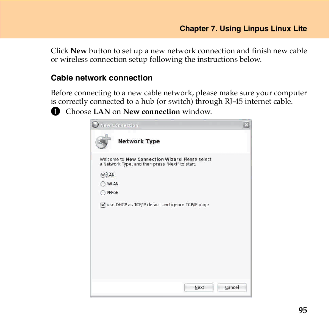 Lenovo S9 manual Cable network connection 