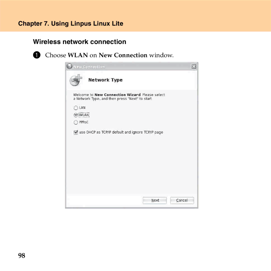 Lenovo S9 manual Using Linpus Linux Lite Wireless network connection 