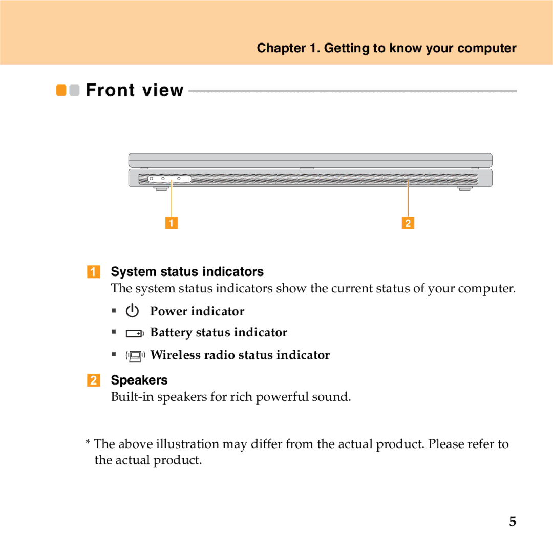 Lenovo S9 manual System status indicators, Speakers 