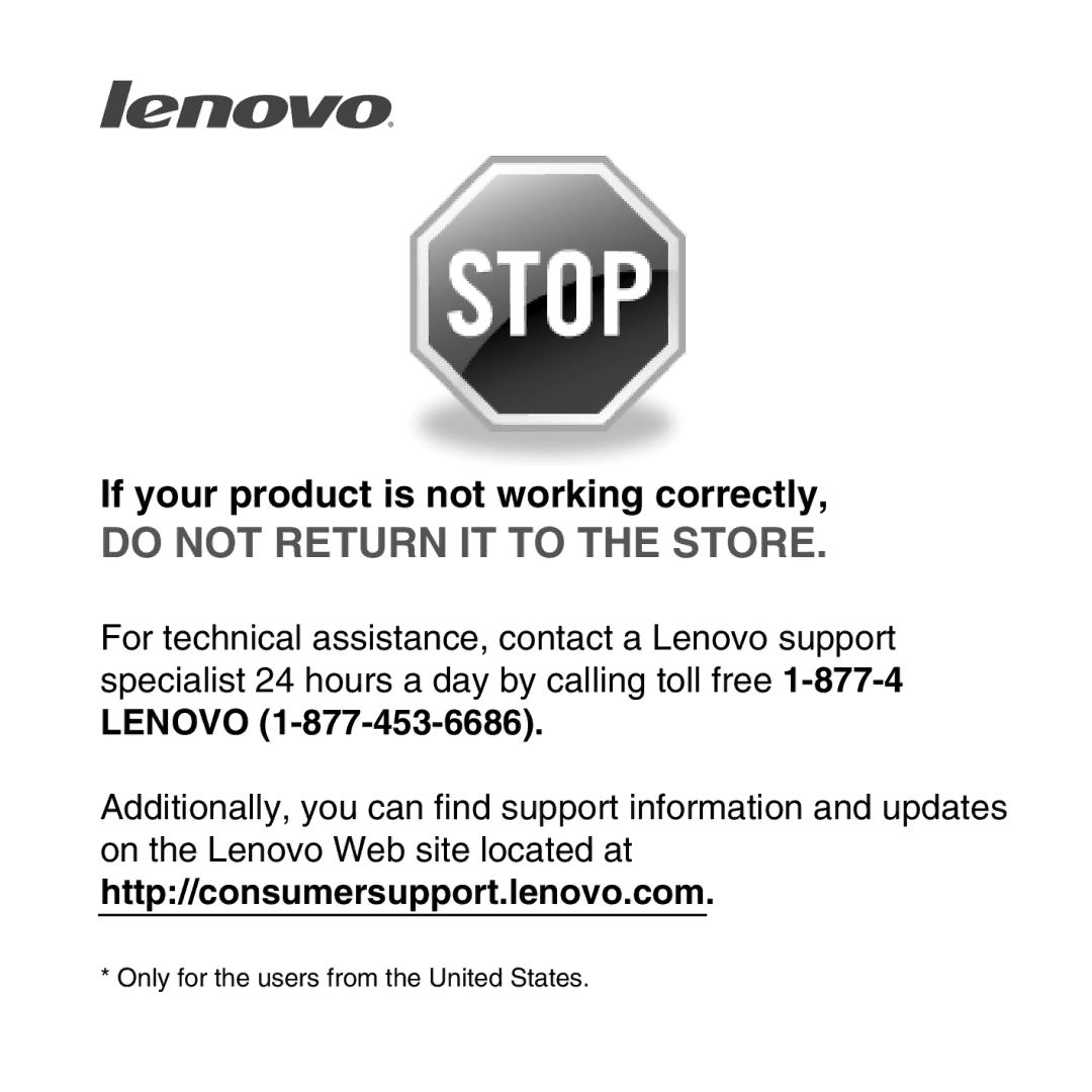 Lenovo S9 manual Do not Return IT to the Store, If your product is not working correctly 