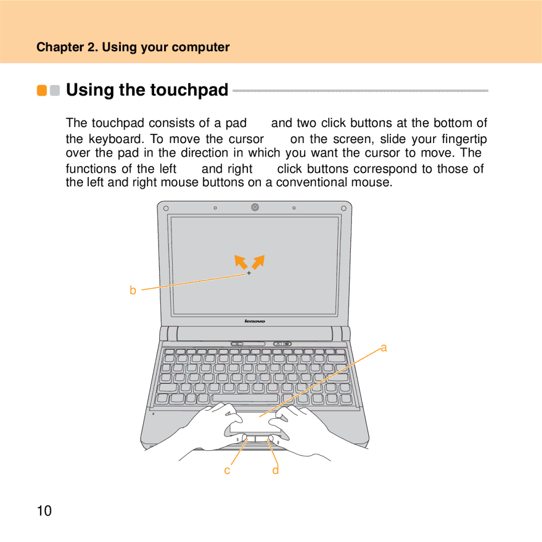 Lenovo S9 manual Using the touchpad 