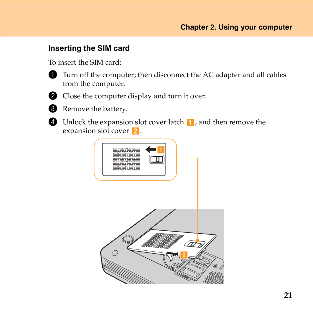 Lenovo S9 manual Using your computer Inserting the SIM card 