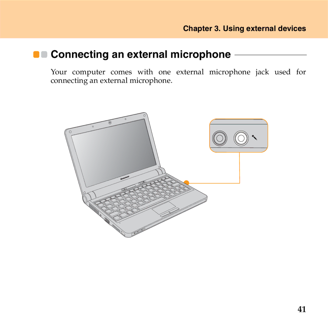 Lenovo S9 manual Connecting an external microphone 