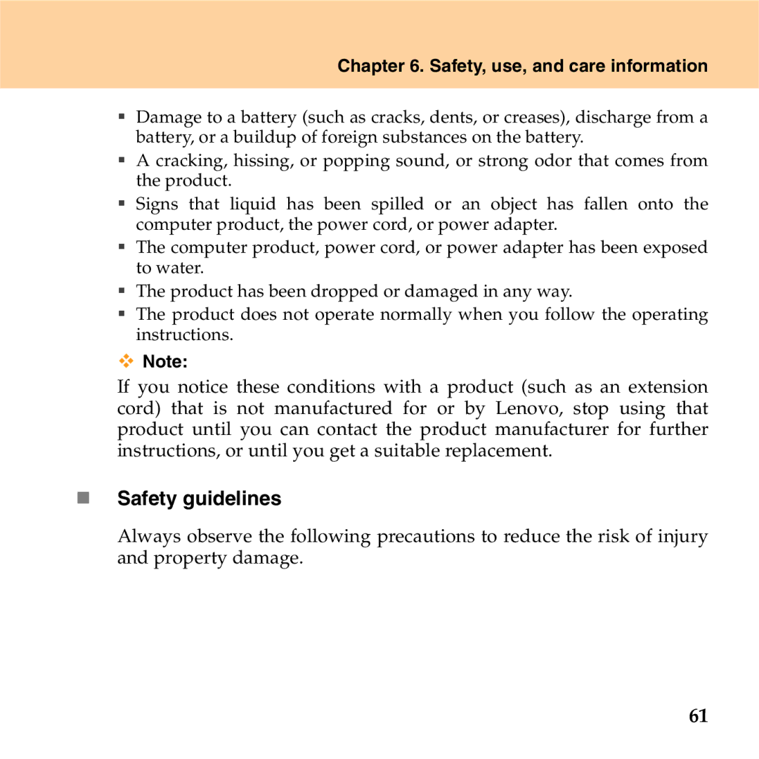 Lenovo S9 manual „ Safety guidelines 