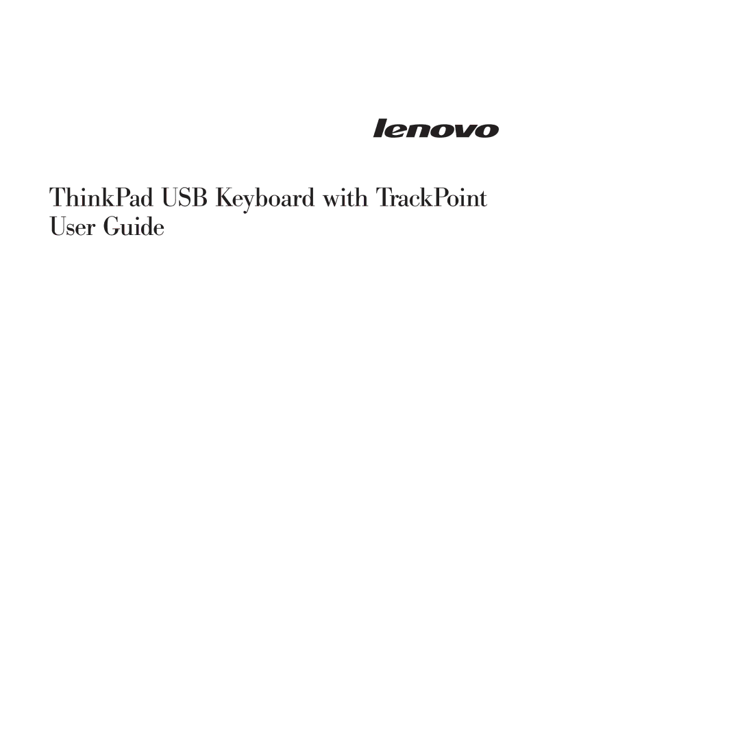 Lenovo SK-8855 manual ThinkPad USB Keyboard with TrackPoint User Guide 