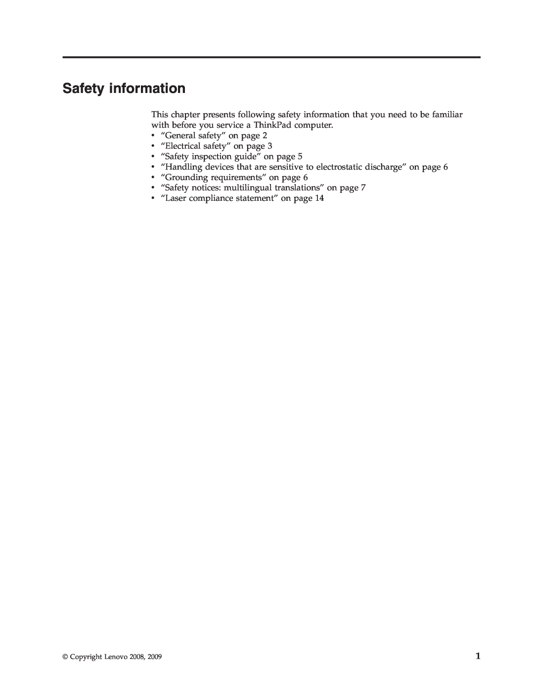 Lenovo SL300 manual Safety information 