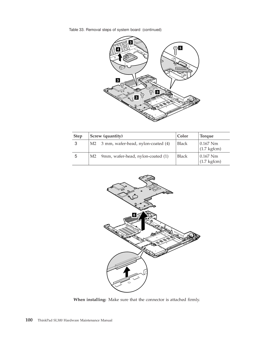 Lenovo SL300 manual Step Screw quantity Color Torque 