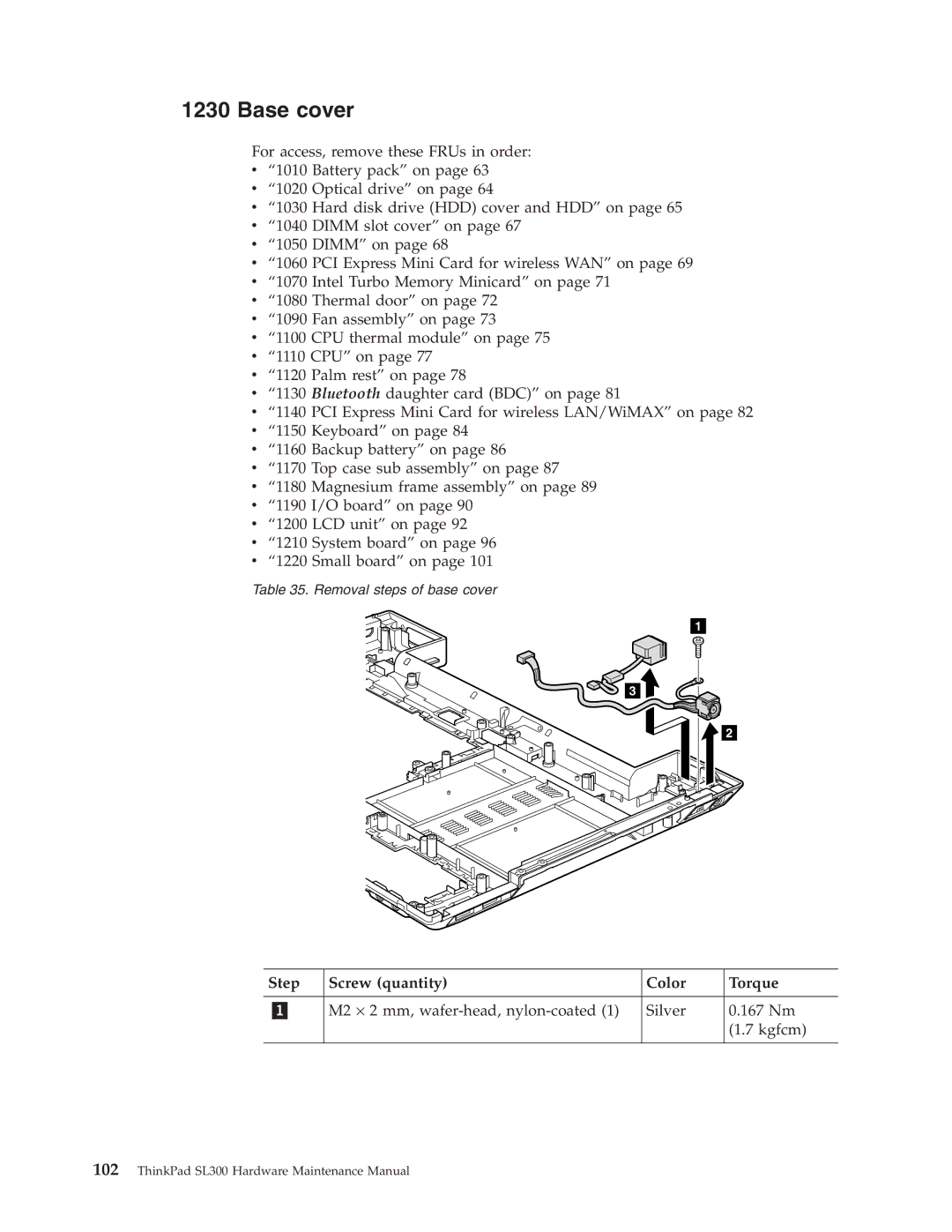 Lenovo SL300 manual Base cover 