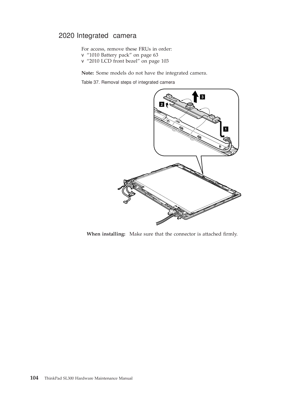 Lenovo SL300 manual Integrated camera 