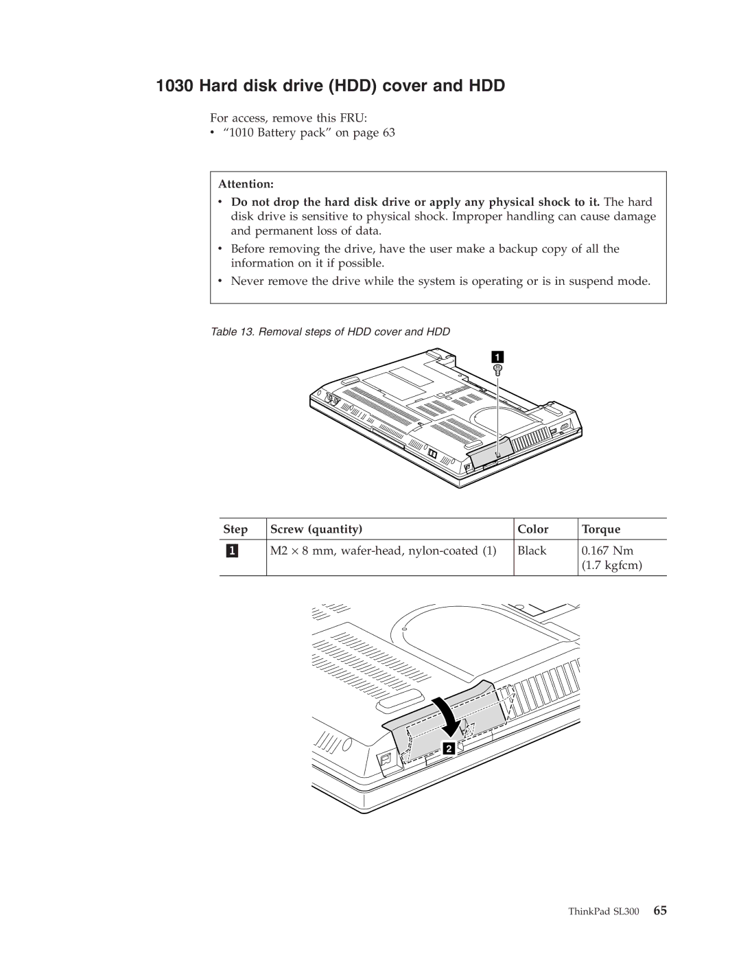 Lenovo SL300 manual Hard disk drive HDD cover and HDD 