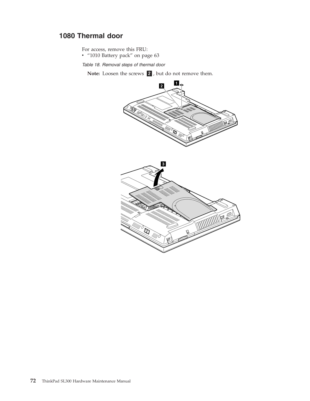 Lenovo SL300 manual Thermal door 