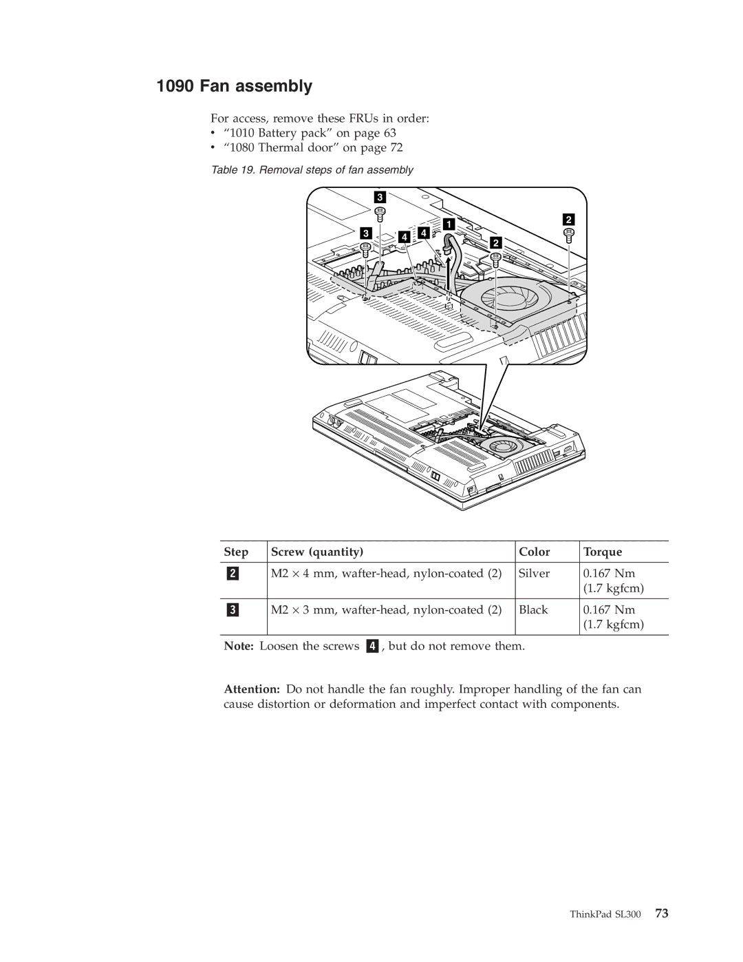 Lenovo SL300 manual Fan assembly 