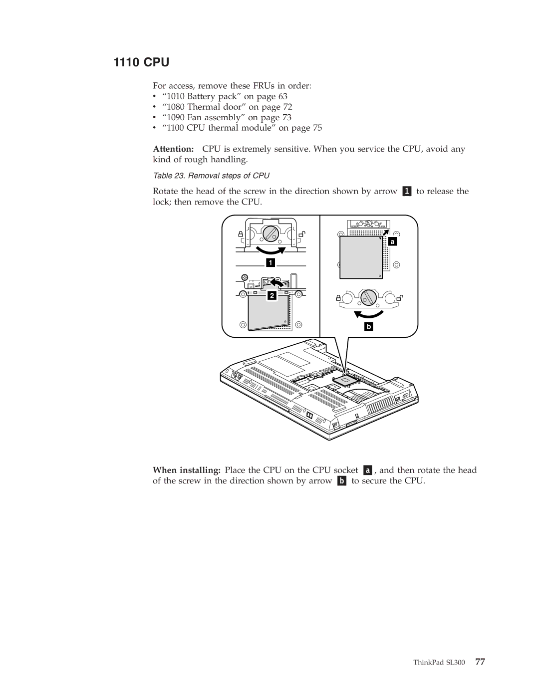 Lenovo SL300 manual 1110 CPU 