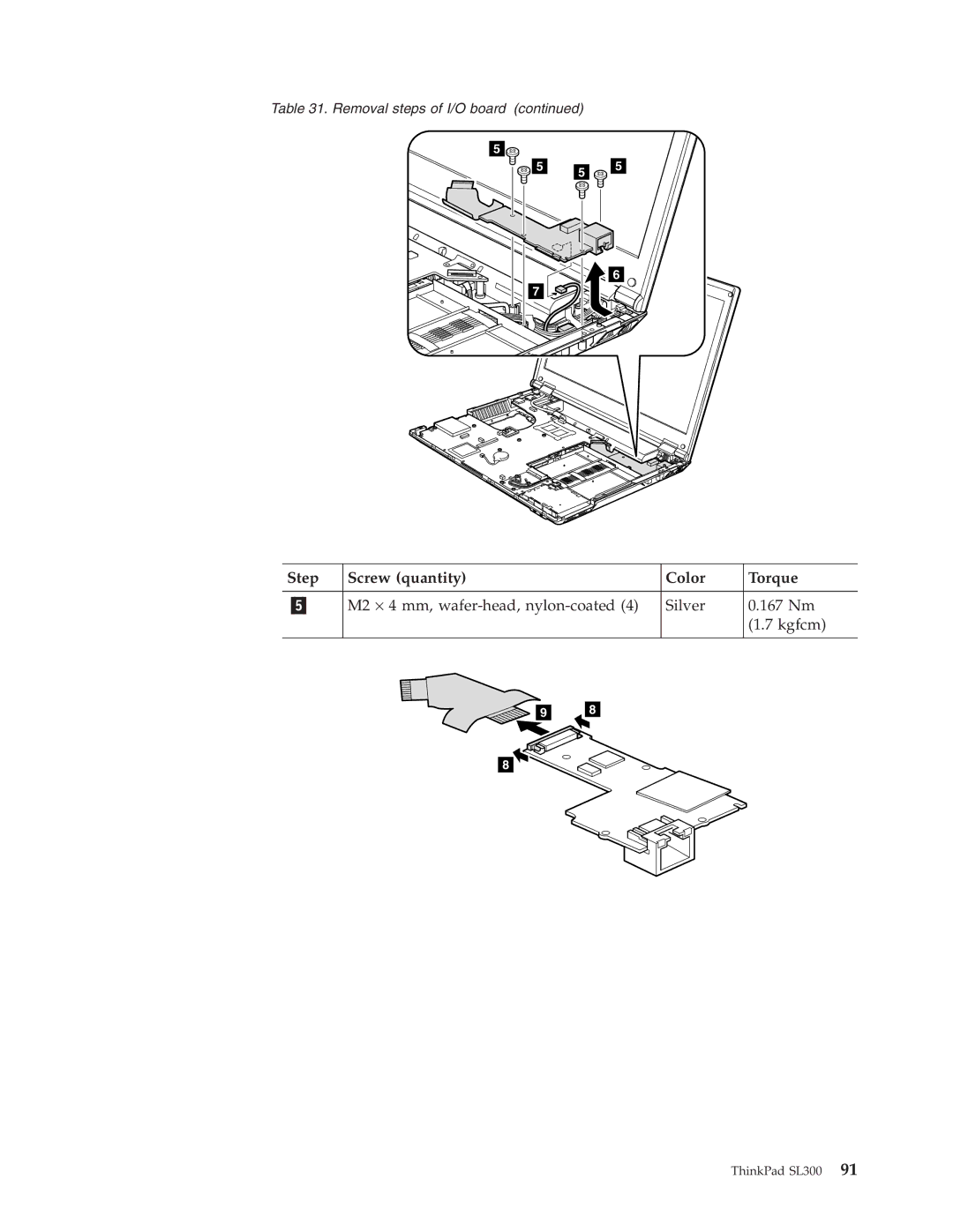 Lenovo SL300 manual M2 × 4 mm, wafer-head, nylon-coated Silver 167 Nm Kgfcm 