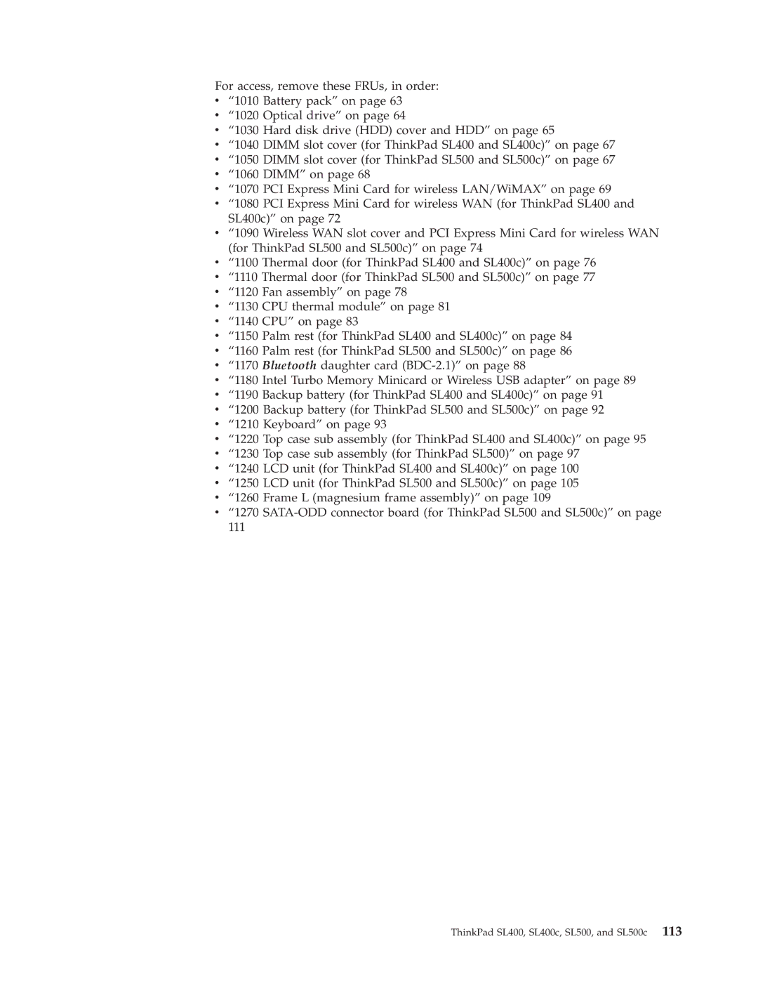 Lenovo manual ThinkPad SL400, SL400c, SL500, and SL500c 