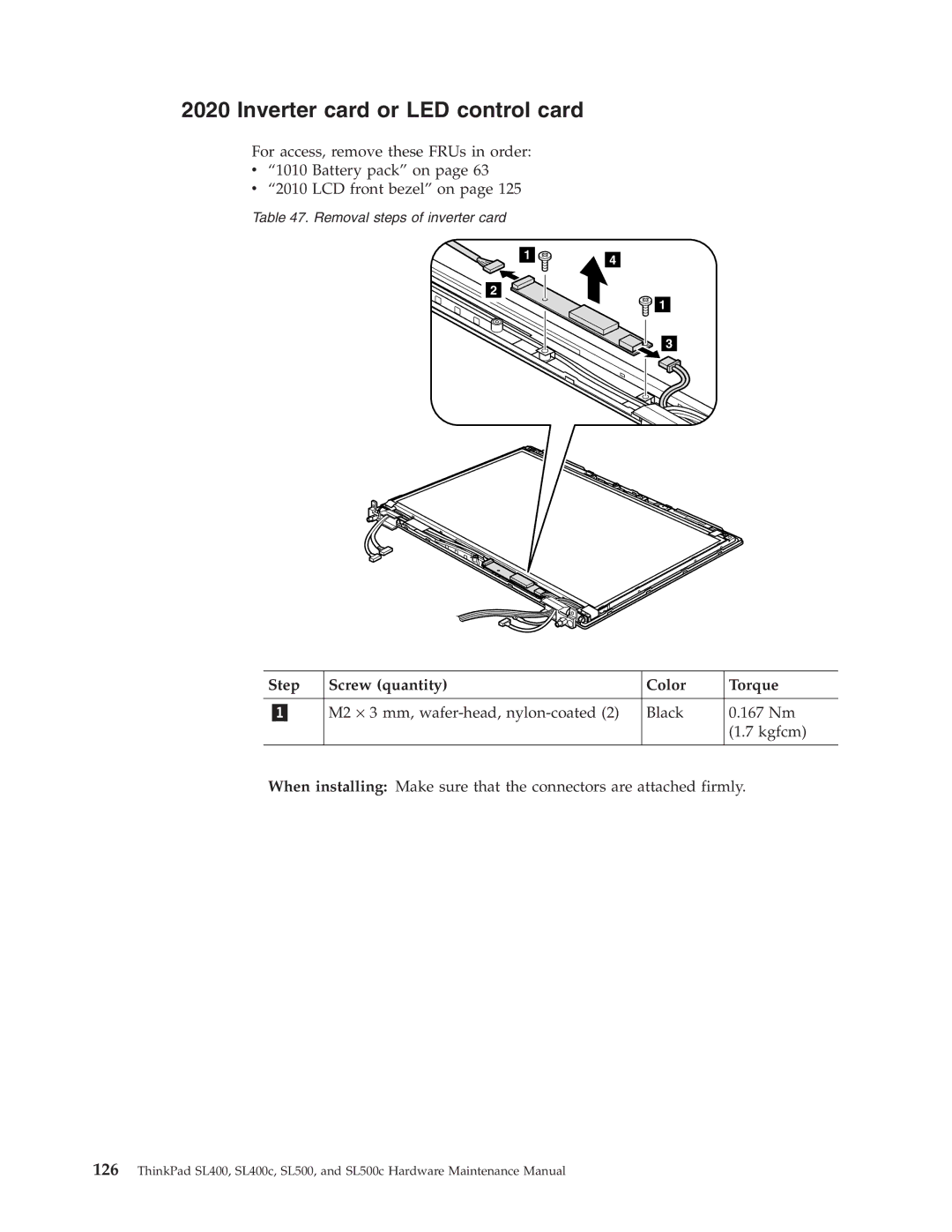 Lenovo SL500c, SL400c manual Inverter card or LED control card 