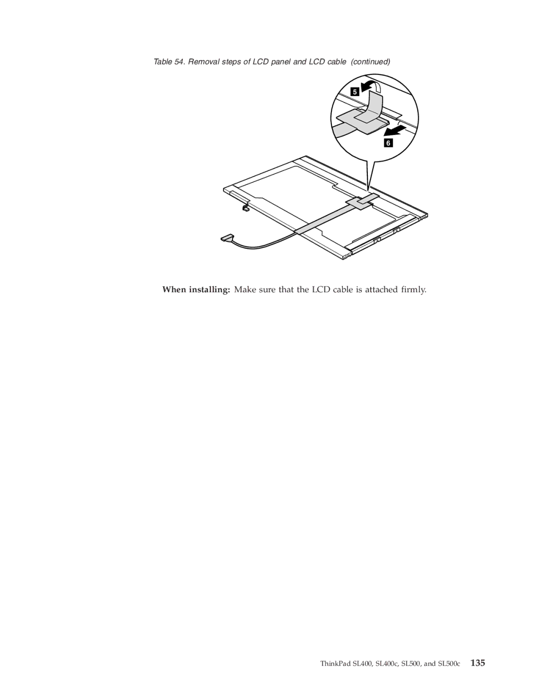 Lenovo SL400c, SL500c manual Removal steps of LCD panel and LCD cable 