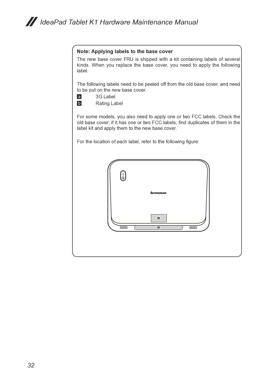 Lenovo T20x2-1, 1304XF8 manual IdeaPad Tablet K1 Hardware Maintenance Manual 