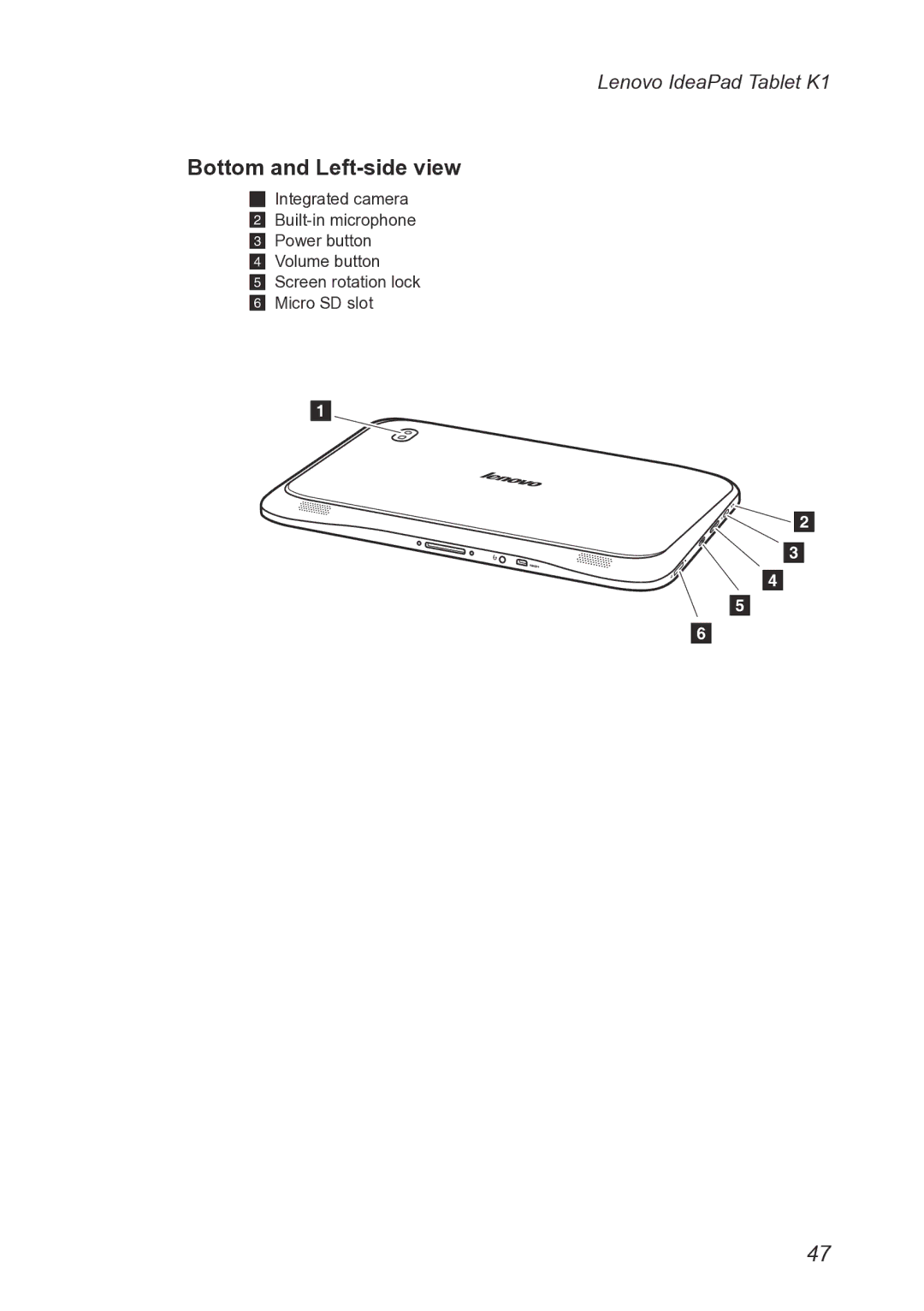 Lenovo T20x2-1, 1304XF8, K1 manual Bottom and Left-side view 