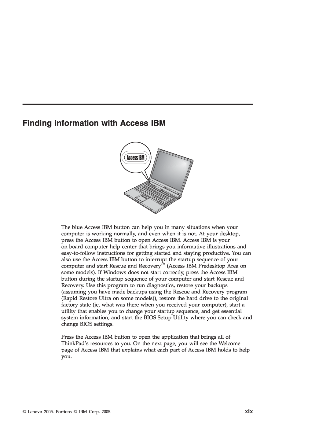 Lenovo T40 manual Finding information with Access IBM 