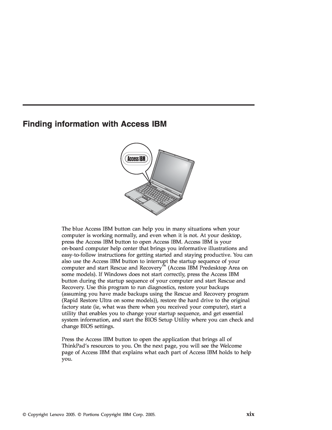 Lenovo T40 manual Finding information with Access IBM 