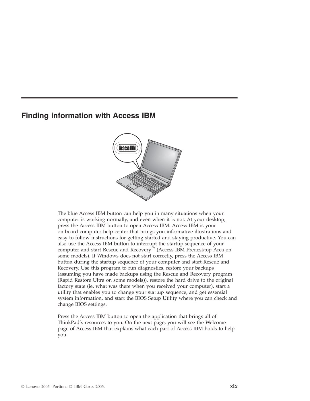 Lenovo T40 manual Finding information with Access IBM, Xix 