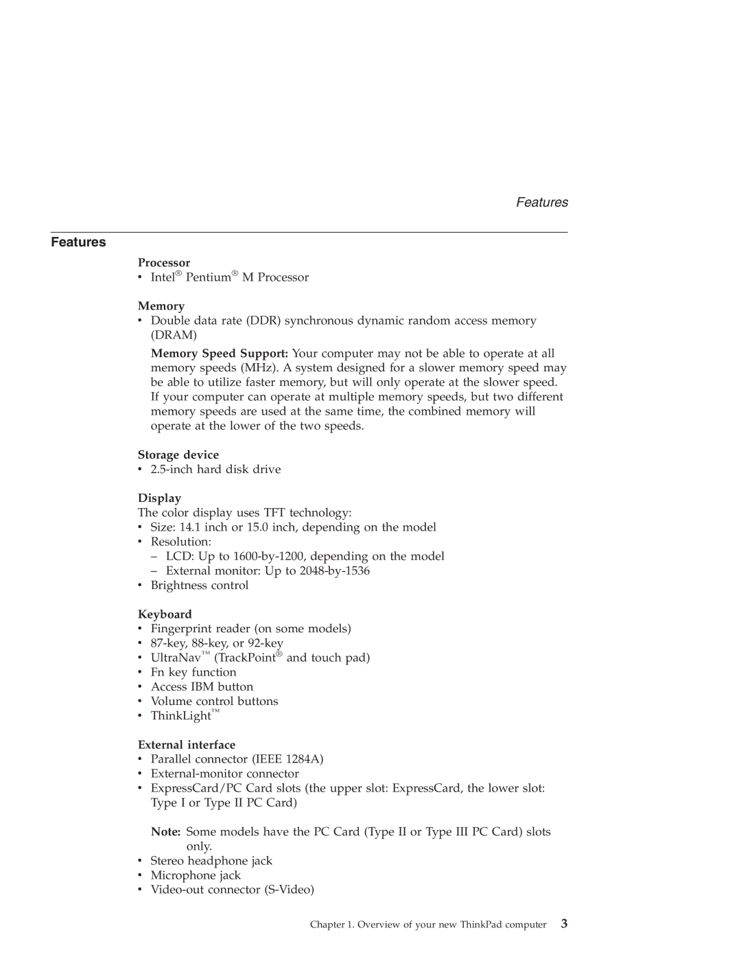 Lenovo T40 manual Features 