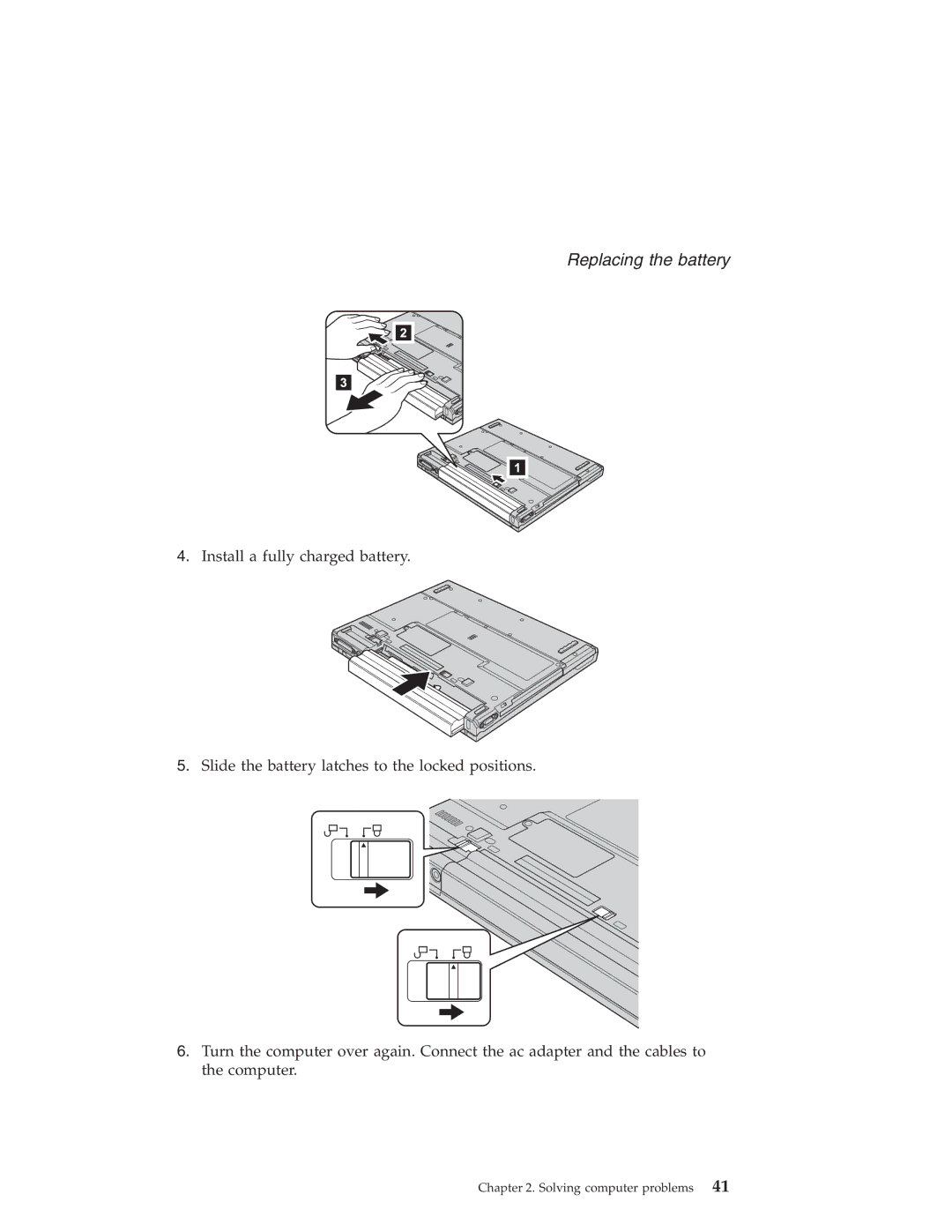 Lenovo T40 manual Replacing the battery 