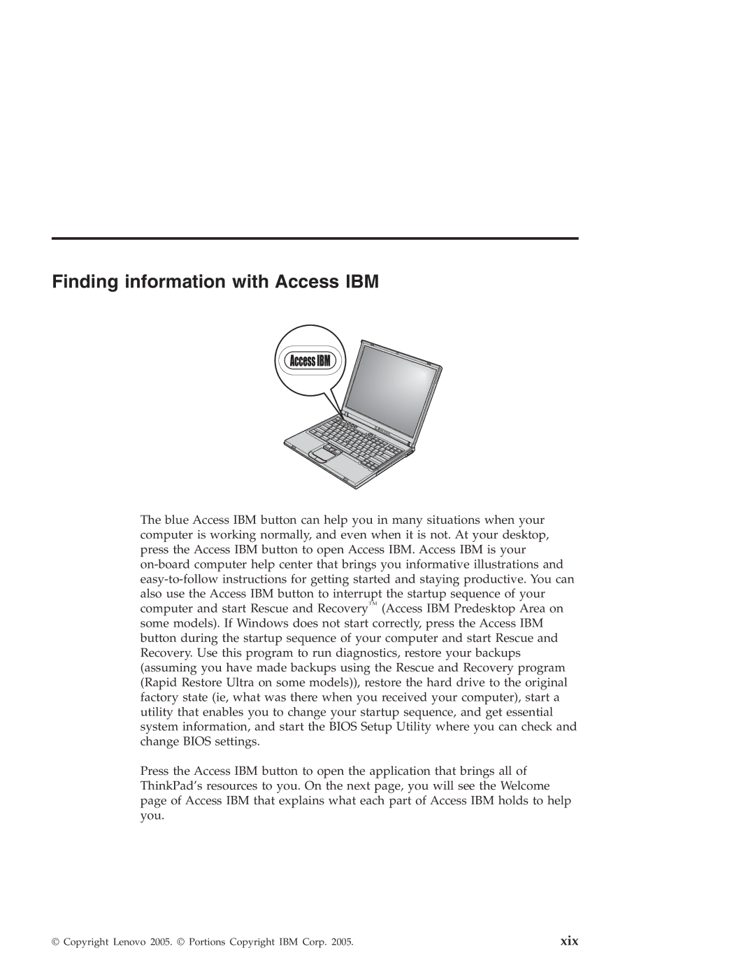 Lenovo T40 manual Finding information with Access IBM, Xix 