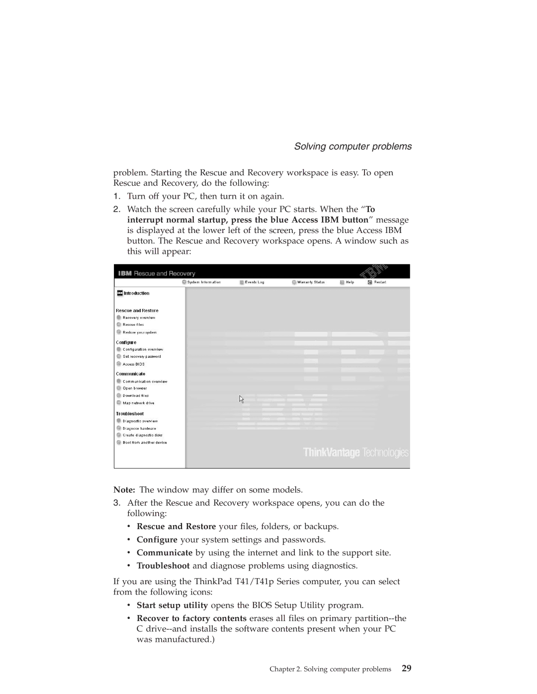 Lenovo T40 manual Solving computer problems 