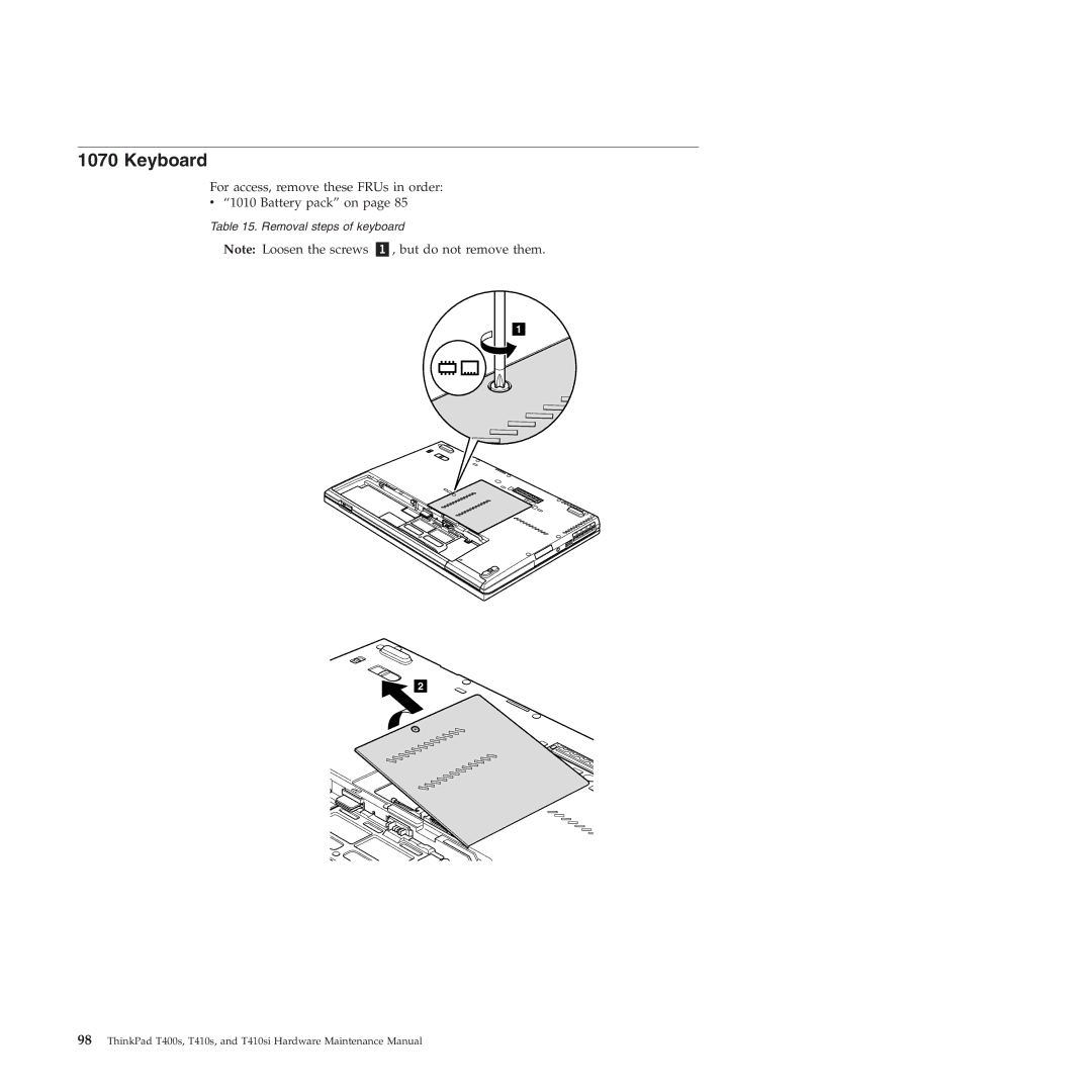 Lenovo T400S, T410SI manual Keyboard 